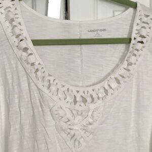 Lands' End White Lace Detail Swim Cover Up 2X